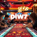 Dramatic view of players at a Diwa 777 gaming table, immersed in casino excitement.