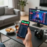 Betting on KP88 app for live sports in a cozy home setup, showcasing excitement and strategy