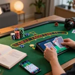 Engaging in a blackjack game with tg88 on a tablet, showcasing strategy and focus.