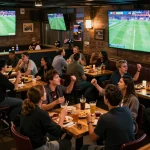 Cakhiatv users celebrating a goal at a lively sports bar while watching live matches
