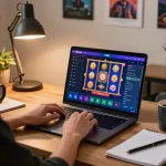 Một khoảnh khắc chơi game thú vị với ứng dụng KO66 hiển thị trên laptop trong phiên chơi tại nhà thoải mái.