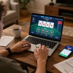 Engaging gameplay on Luck8 casino app with player focused on live dealer blackjack