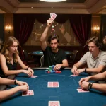 Players engaged in a strategic poker game at GO8's elegant indoor tournament.