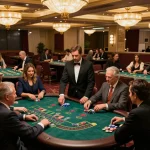 TT88 players enjoying blackjack strategy in a luxurious casino setting, dynamic gameplay captured