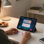 Engaging in strategic online poker gaming at kp88 on a cozy home setup