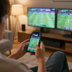 Engaging with 99ok app for strategic sports betting in a cozy home setup.