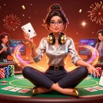 Experience excitement with bandar togel online in this vibrant casino scene featuring poker elements.