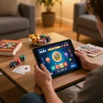 Engaging gameplay at 3win casino app showcasing online poker action on a cozy setup