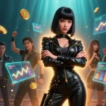 Experience thrilling gaming at 88aa com with vibrant slot games and crypto elements in a dynamic scene.