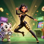 Experience thrilling gaming at 100JiLi with a vivid 3D illustration showcasing exciting casino elements.