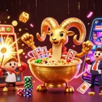 Menangkan jackpot dengan mpored di mesin slot dan karakter unik dalam suasana kasino yang meriah.