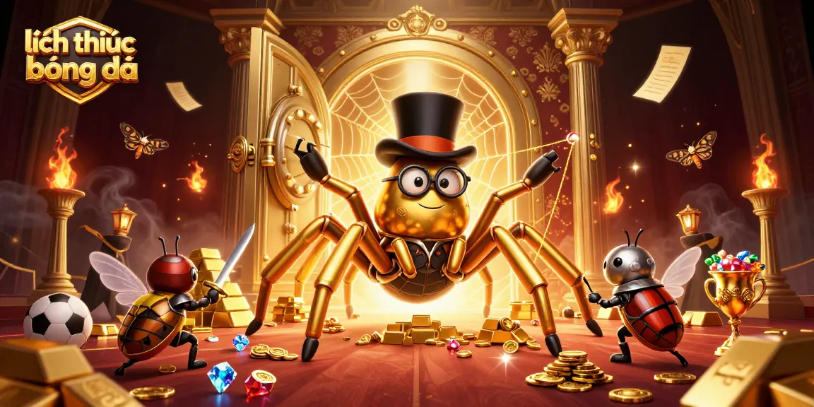 Wager on lịch thi đấu bóng đá with a dynamic scene featuring a golden tarantula and knight in action.