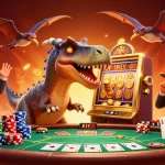 Spin to win at tải sun win with a pachycephalosaurus hitting a golden slot machine for a jackpot!