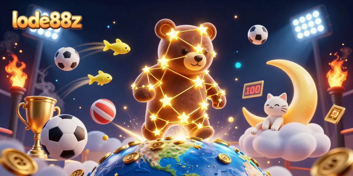 Play with lode88z's constellation bear as it collects gold in an exhilarating casino scene.