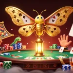 Play thrilling games at RR88 with a vibrant casino scene filled with poker elements.